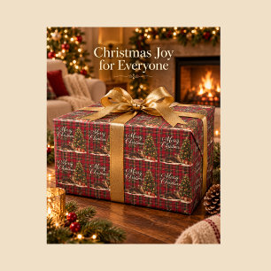 Katzen-Weihnachtspapier Roter Tartan Maine Coon Geschenkpapier
