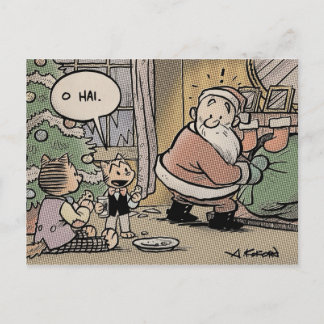 Katzen-Weihnachtspostkarte zum laut Loslachen Feiertagspostkarte