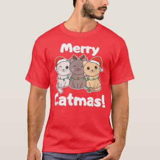 Katzen Weihnachtstiere Niedlich Katzen Frohe Katze T-Shirt