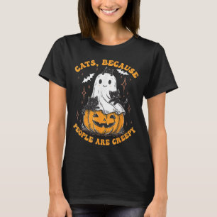Katzen, weil Menschen gruselig Halloween schwarze T-Shirt