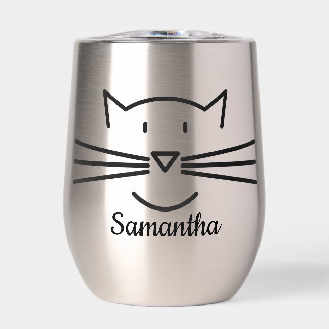 Katzen Whiskers Design Thermal Wine Tumbler (Vorderseite)