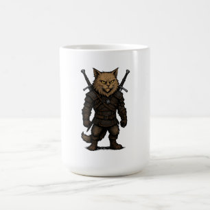 Katzen-Witcher – mittelalterlicher Fantasy-Krieger Kaffeetasse