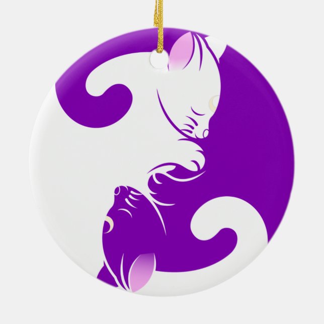 Katzen yin Yang Keramikornament (Hinten)