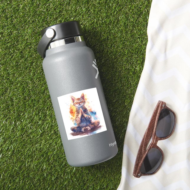 Katzen-Yoga-Meister Aufkleber (HydroFlask Insitu)