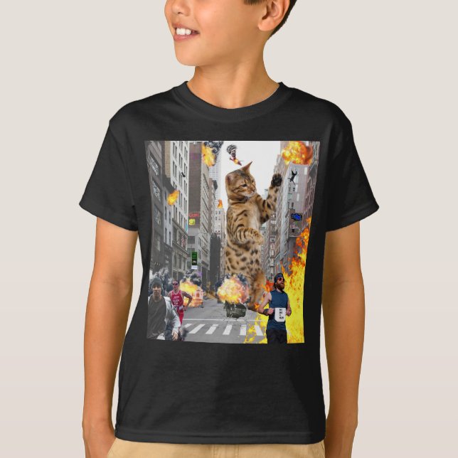 Katzen-zerstörende Stadt T-Shirt (Vorderseite)