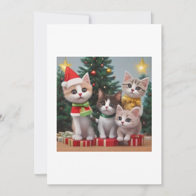 Katzen zu Weihnachten Einladung (Vorderseite)