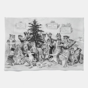 Katzen zu Weihnachten Louis Wain Geschirrtuch