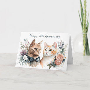 Katzen zum 20. Hochzeitstag Karte