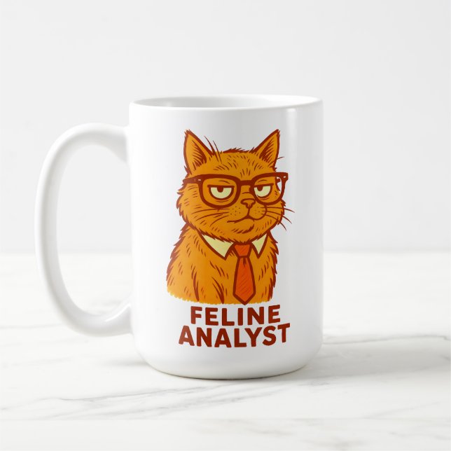 Katzenanalytiker – Lustiger Retro-Katzen-Geschenkb Kaffeetasse (Links)