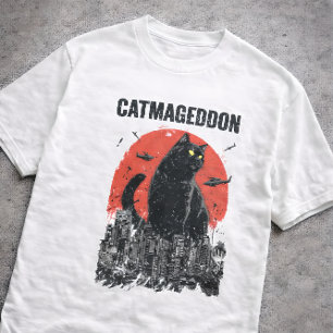 Katzenapokalypse Riesige Katzenmonster Stadt Kaiju T-Shirt