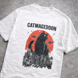 Katzenapokalypse Riesige Katzenmonster Stadt Kaiju T-Shirt
