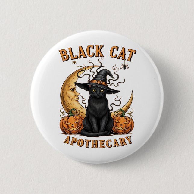 Katzenapothecary - Halloween Witchy Moon & Pum Button (Vorderseite)