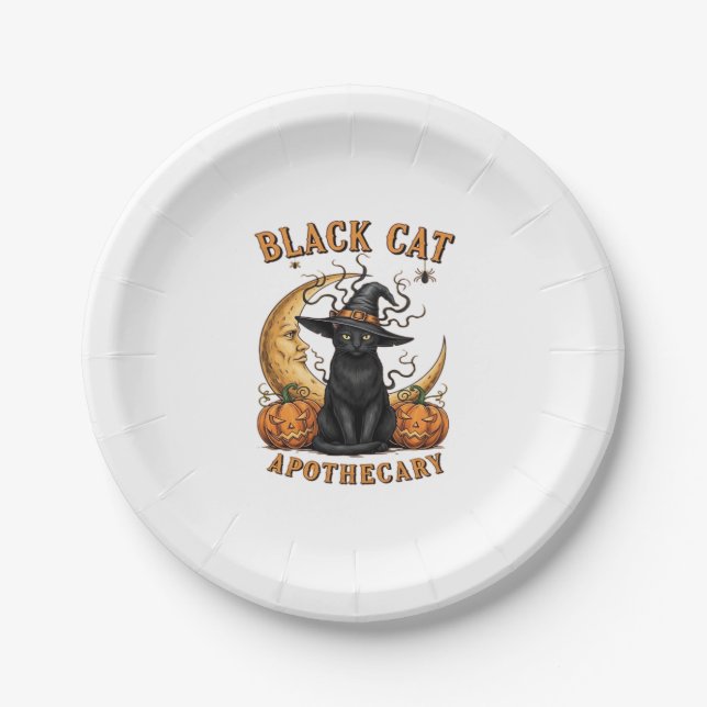 Katzenapothecary - Halloween Witchy Moon & Pum Pappteller (Vorderseite)