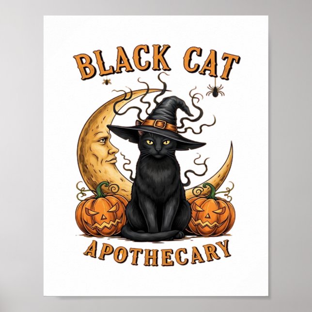 Katzenapothecary - Halloween Witchy Moon & Pum Poster (Vorne)
