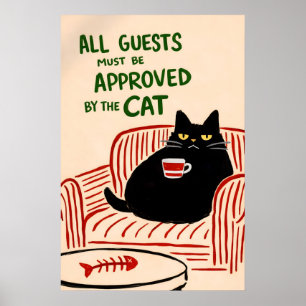 Katzenapprobiertes Poster, Lustige Tierwandkunst, Poster
