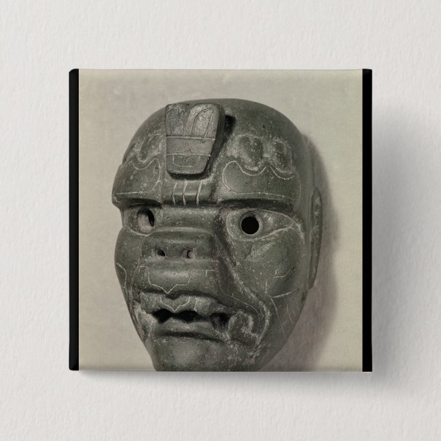 Katzenartige Maske eines Mannes, von Oaxaca, Button (Vorderseite)