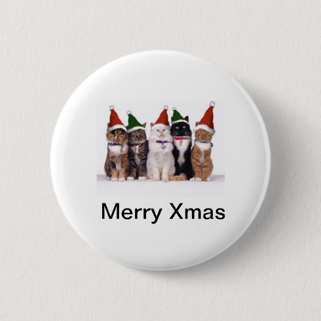 Katzenartiges Weihnachten Button (Vorderseite)