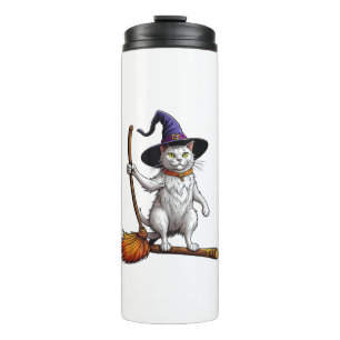 Katzenassistent Halloween Hexenkatze Mystische Kat Thermosbecher