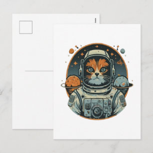 Katzenastronaut auf Asteroiden Feiertagspostkarte