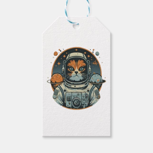 Katzenastronaut auf Asteroiden Geschenkanhänger (Vorderseite)