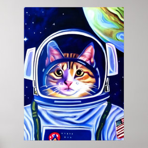 Katzenastronaut im Weltraum Poster