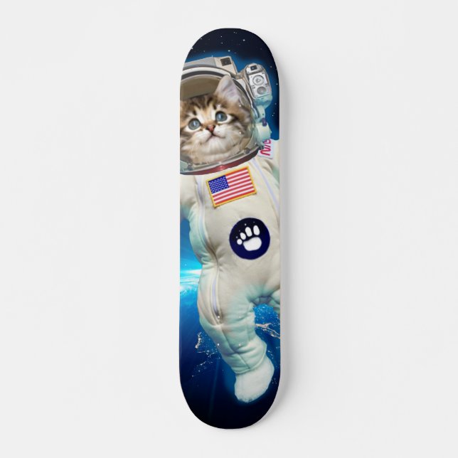 Katzenastronaut im Weltraum Skateboard (Vorne)