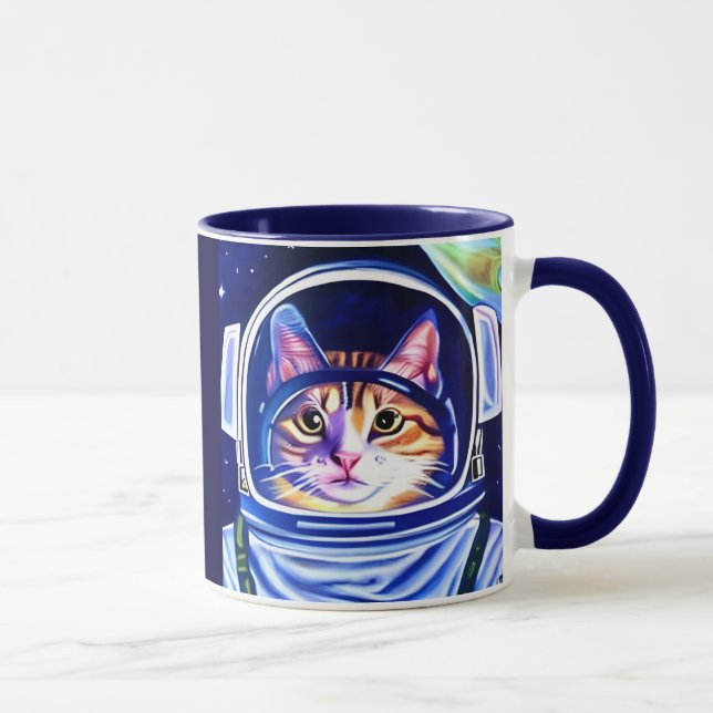 Katzenastronaut im Weltraum Tasse (Rechts)