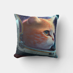Katzenastronaut Throw Pillow Kissen