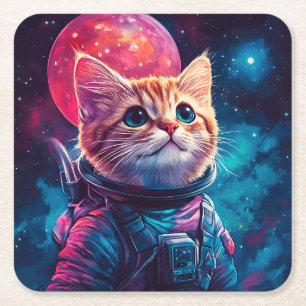 Katzenastronautenraum Rechteckiger Pappuntersetzer