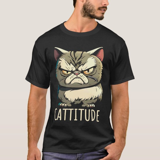 Katzenattitüde Verärgerte Katze T-Shirt (Vorderseite)