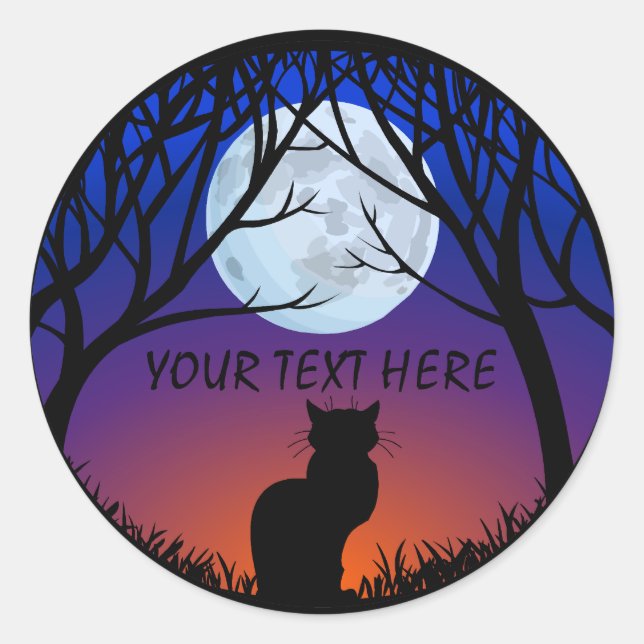Katzenaufkleber Personalisierte schwarze Katzenauf Runder Aufkleber (Vorderseite)