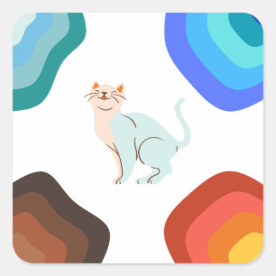 Katzenaufkleber Quadratischer Aufkleber
