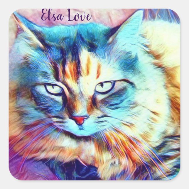 Katzenaufkleber Quadratischer Aufkleber (Vorderseite)