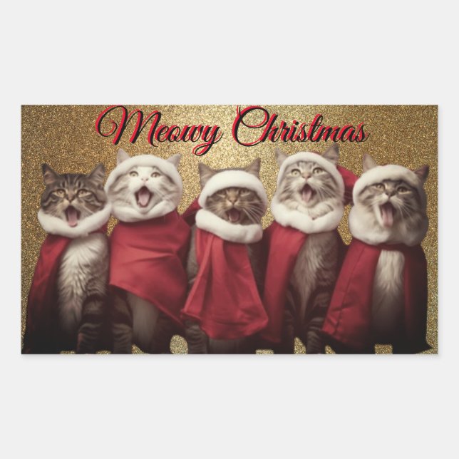 Katzenaufkleber singen rechteckiger aufkleber (Vorderseite)