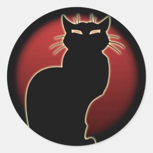 Katzenaufkleber Spaß Halloween Katzenkatzenkleber Runder Aufkleber