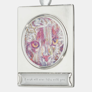 Katzenaugen abstrakt Banner-Ornament silber