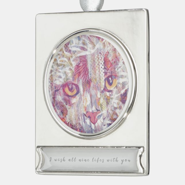 Katzenaugen abstrakt Banner-Ornament silber (Links)