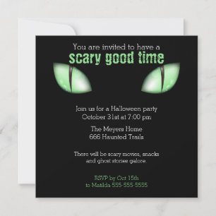 Katzenaugen Halloween-Party-Einladung (Grün) Einladung