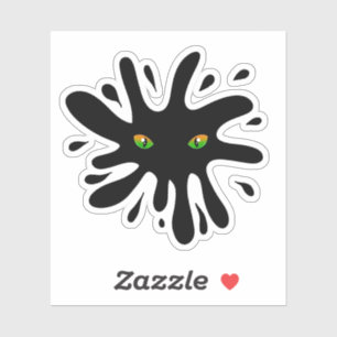 Katzenaugen mit Blick auf einen schwarzen Block Aufkleber