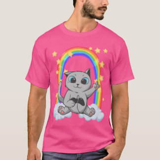 Katzenbaby spielt auf den Regenbogen-Videospielen  T-Shirt