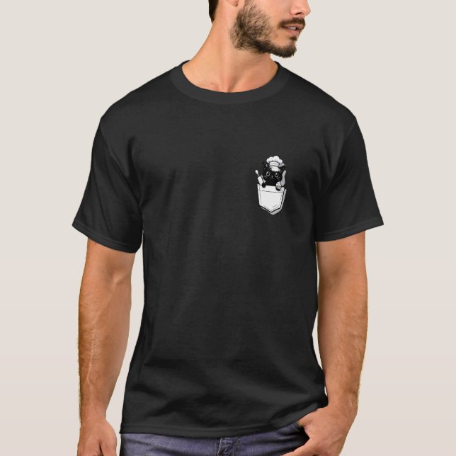 Katzenbäcker Backen Brusttasche T-Shirt (Vorderseite)