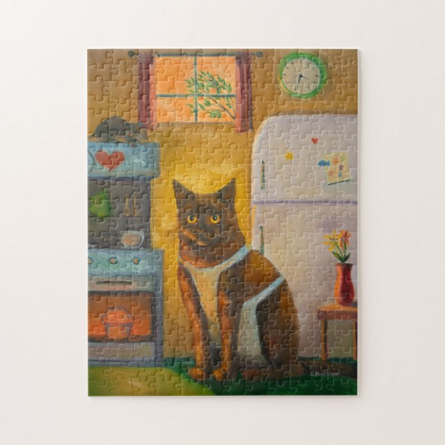 Katzenbackmuffin in der Hütte Küche Puzzle (Vertikal)