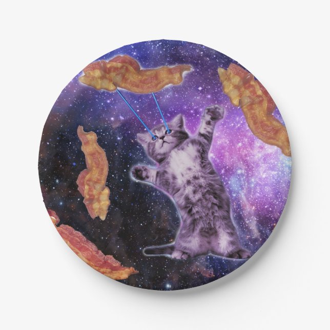 Katzenbacon mit Laserauge Pappteller (Vorderseite)