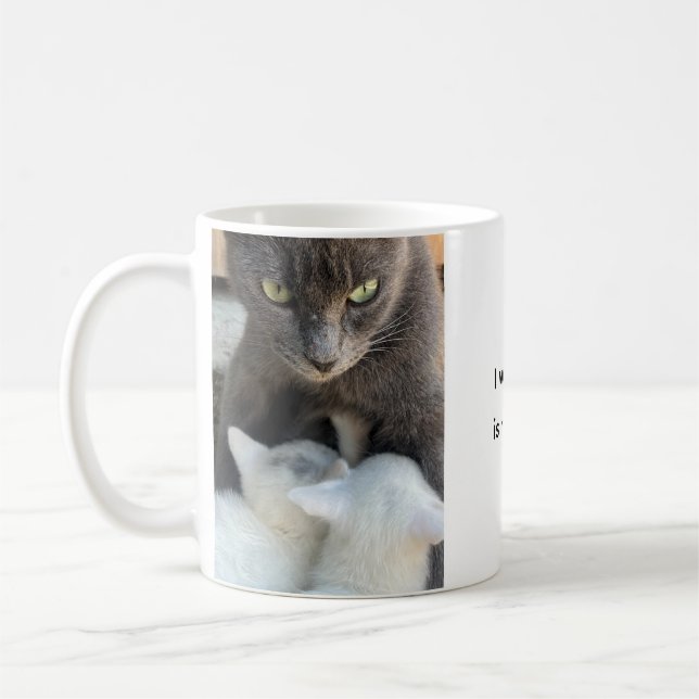 Katzenbecher, Mutterfreuden, Lustiger Becher Kaffeetasse (Links)