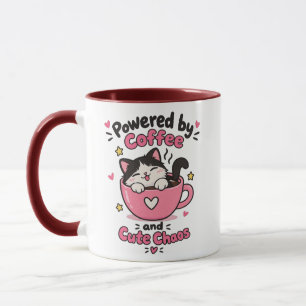 Katzenbecher 'Powered By Coffee And Funny Cute Cha Tasse