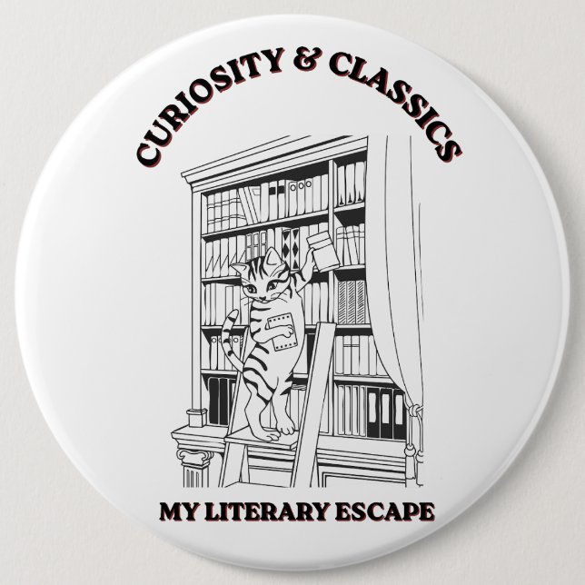 Katzenbibliothekar Ästhetik-Kunstposter  Button (Vorderseite)