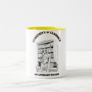 Katzenbibliothekar Ästhetik-Kunstposter Zweifarbige Tasse