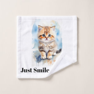 Katzenbild Humor Text Name Badhandtuch Set