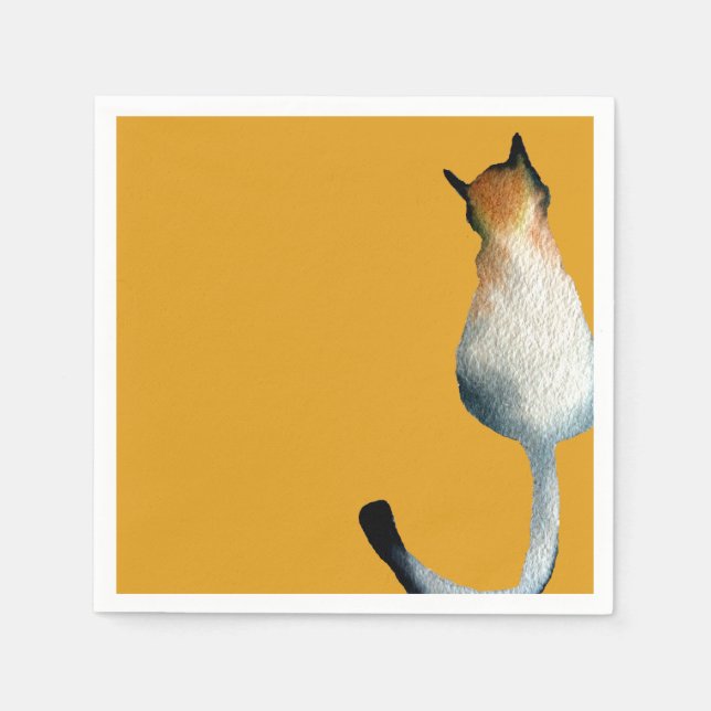 Katzenbild in Schwarz-Braun Serviette (Vorderseite)