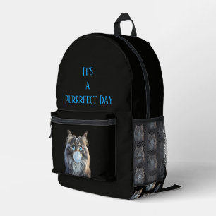 Katzenblasen von blauem Kaugummi "Es ist ein Purrf Bedruckter Rucksack